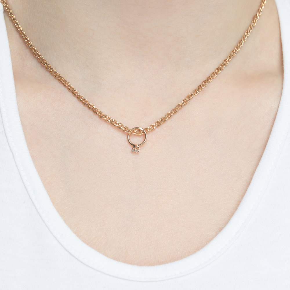 Pandantiv din Aur Roz 14K cu Diamant , articol 1030634, previzualizare foto 3