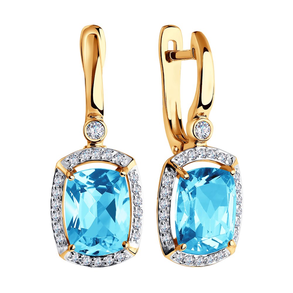 Cercei din Aur Roz 14K cu Topaz si Zirconiu, articol 725319, previzualizare foto 2