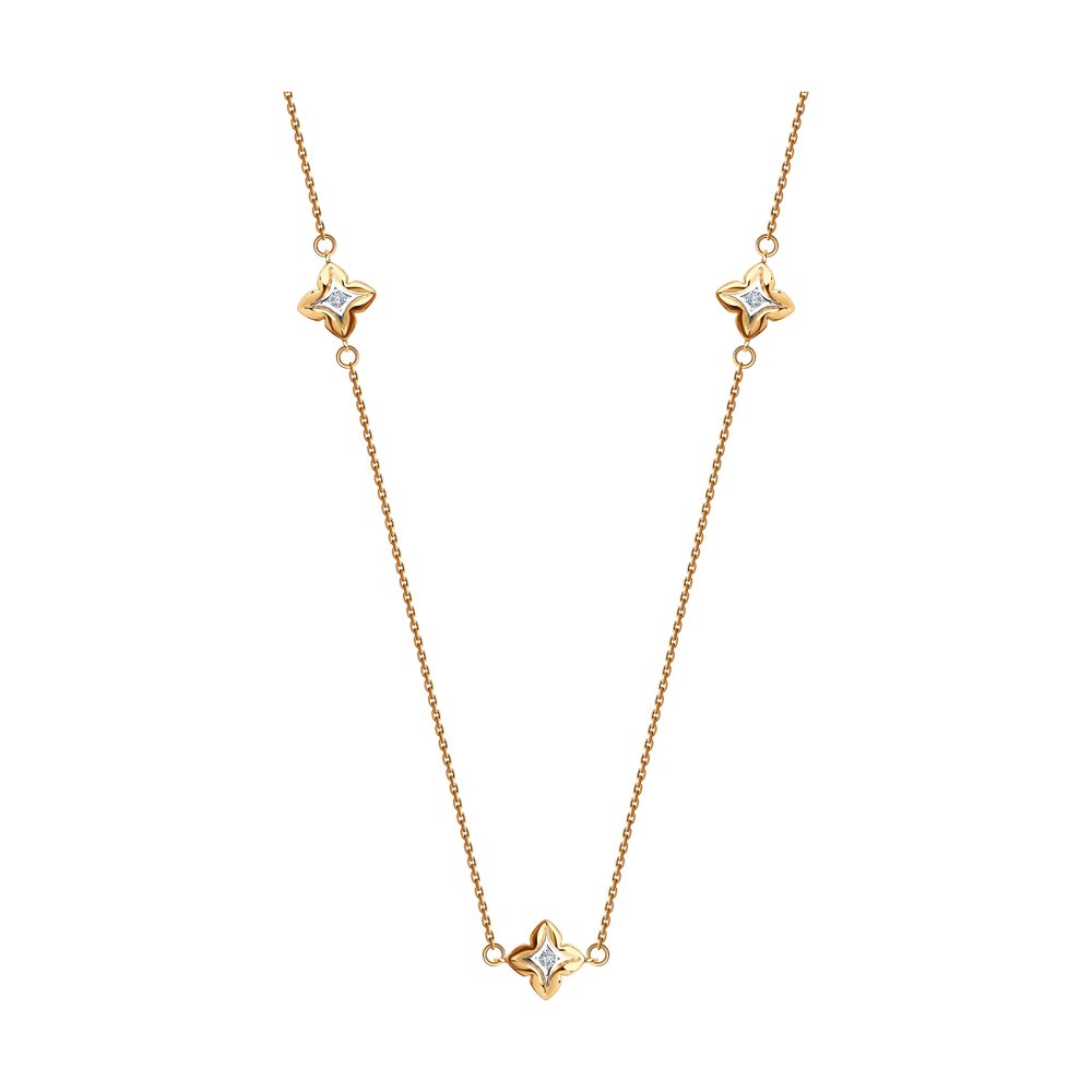Colier din Aur Roz 14K cu Diamante ”Trifoi”, articol 1070163, previzualizare foto 1