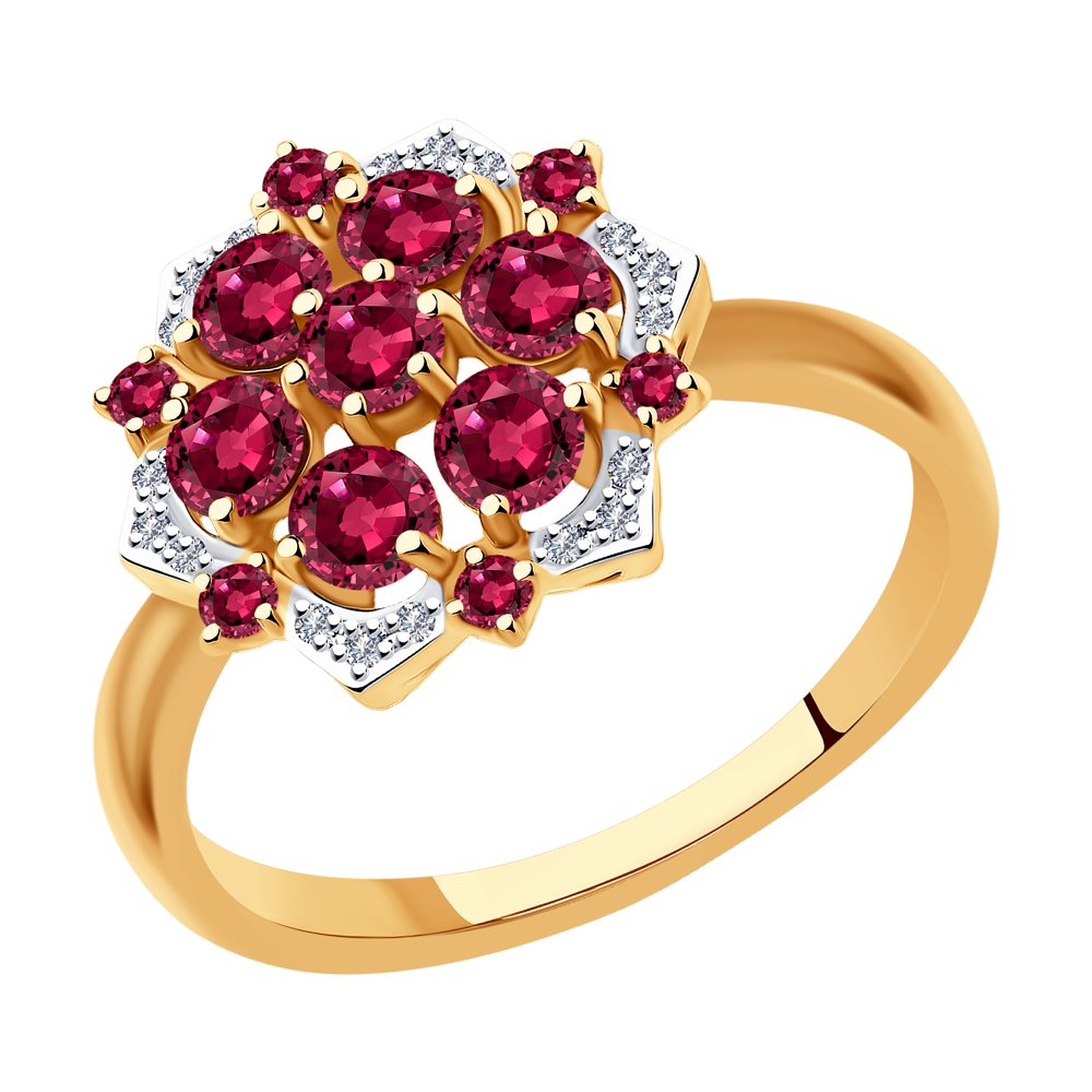 Inel din Aur Roz 14K cu Diamante si Rubin, articol 4010639, previzualizare foto 1