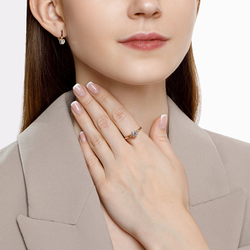 Cercei din Aur Roz 14k cu Swarovski, articol 81020527, previzualizare foto 5