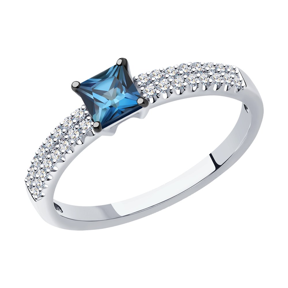 Inel  din Aur Alb 14K cu Diamante si Safir, articol 2011207-3, previzualizare foto 1