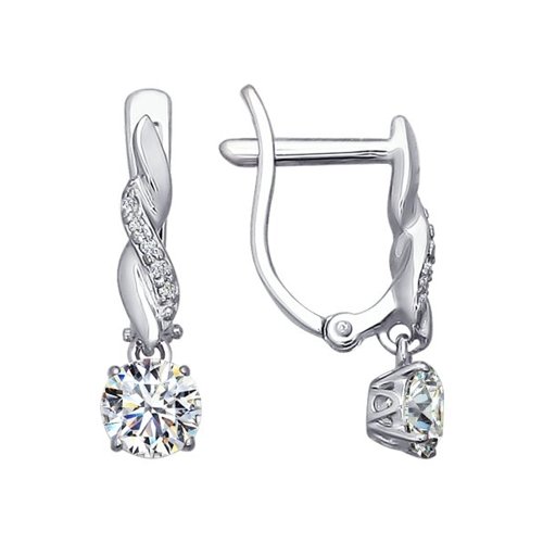 Cercei din Aur Alb 14K cu Zirconiu Swarovski, articol 81020179, previzualizare foto 1