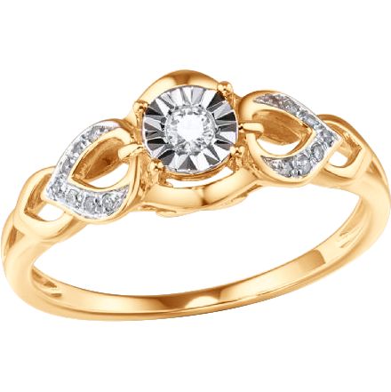 Inel din Aur Roz 14K cu Diamante, articol 1019011-7, previzualizare foto 1