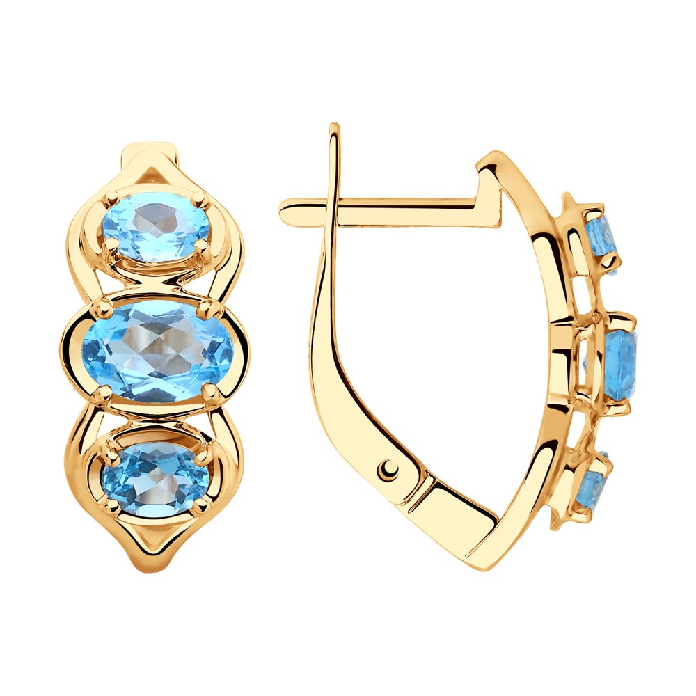 Cercei din Aur Roz 14K cu Topaz, articol 725787, previzualizare foto 1