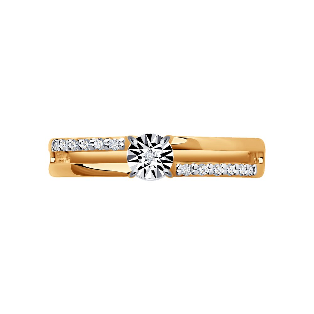 Inel din Argint placat cu Aur cu Diamant si Zirconiu, articol 87010067, previzualizare foto 2
