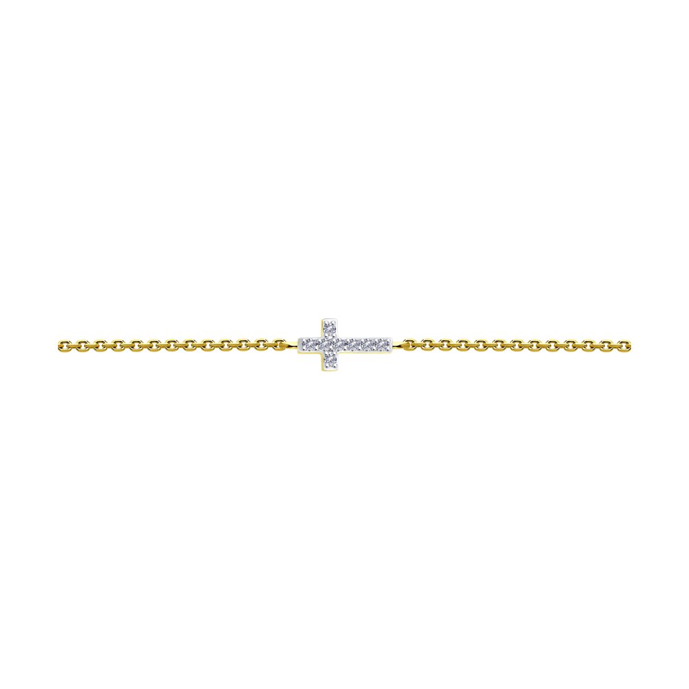 Bratara din Aur Galben 14K cu Diamante Swarovski "Cruce", articol 1050179-5, previzualizare foto 1