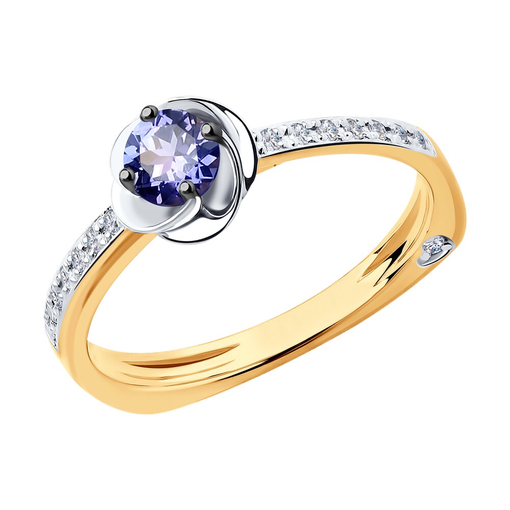Inel de logodna din Aur Roz 14K cu Diamante si Tanzanit, articol 6014085, previzualizare foto 1