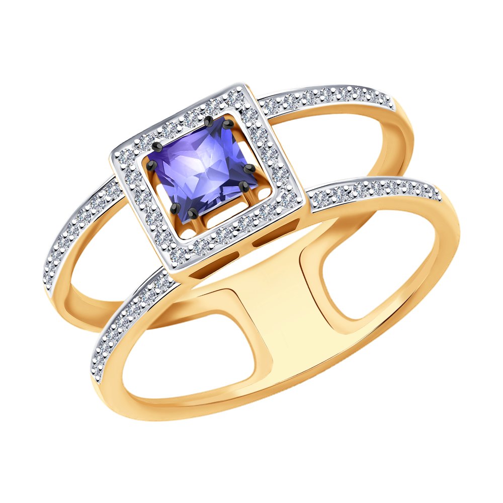 Inel din Aur Roz 14K cu Tanzanit si Diamante, articol 6014153, previzualizare foto 1