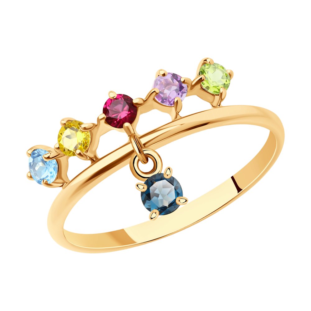 Inel din Aur Roz 14K cu Topaz, Ametist, Crisolit, Corund si Citrin, articol 716201, previzualizare foto 1