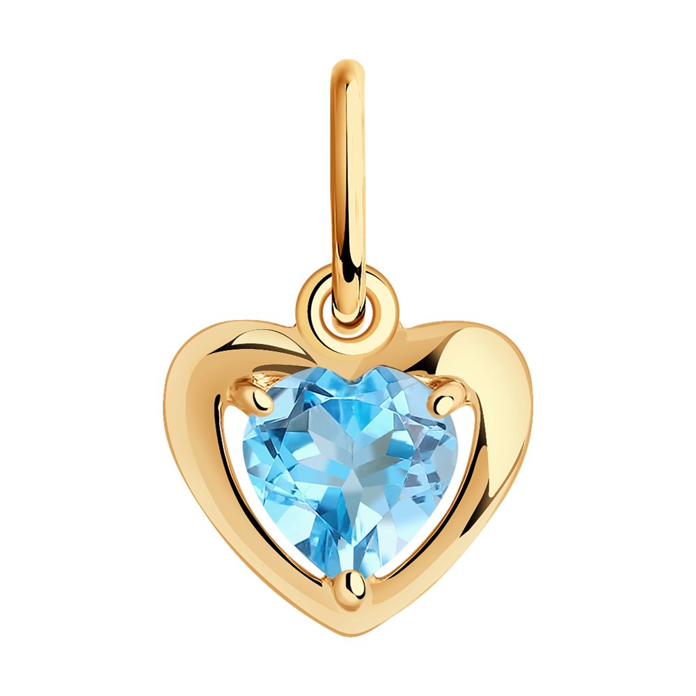 Pandantiv din Aur Roz 14K cu Topaz ""Inima"", articol 732195, previzualizare foto 1