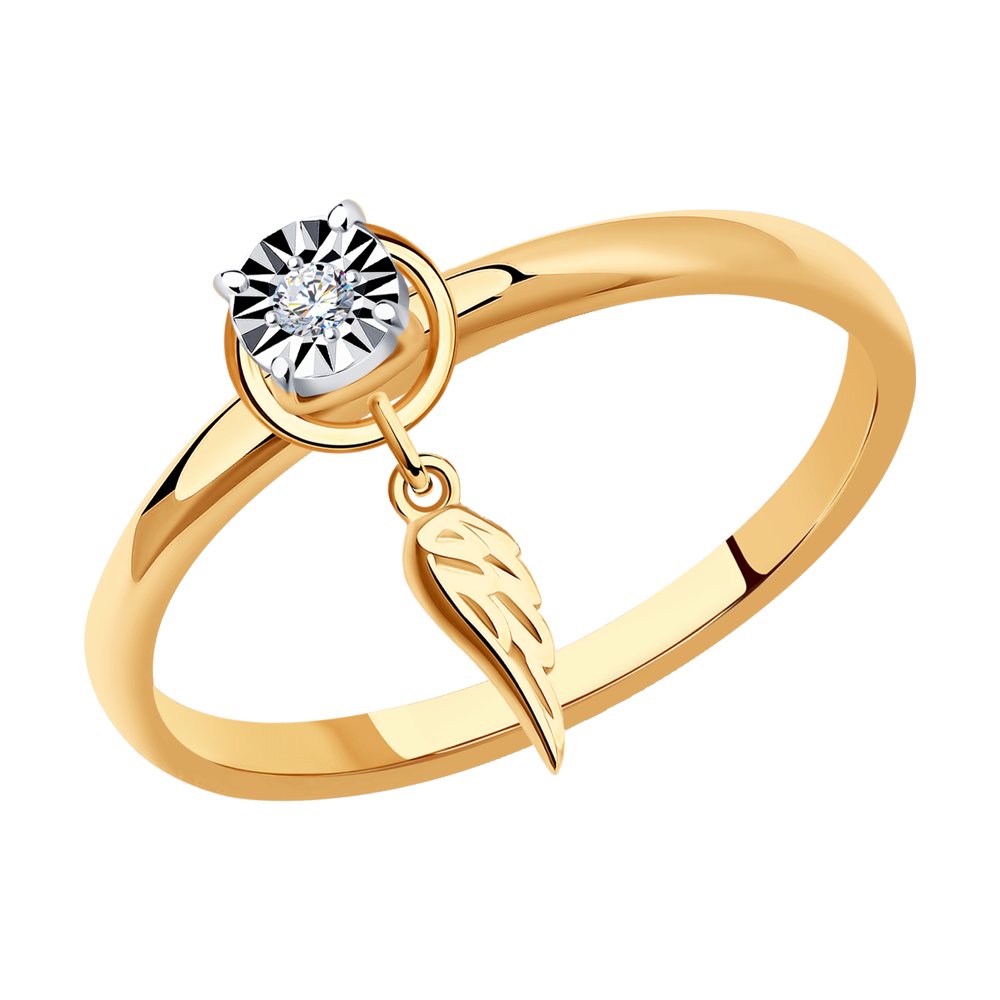 Inel din Aur Roz 14K cu Diamante, articol 1012188, previzualizare foto 1
