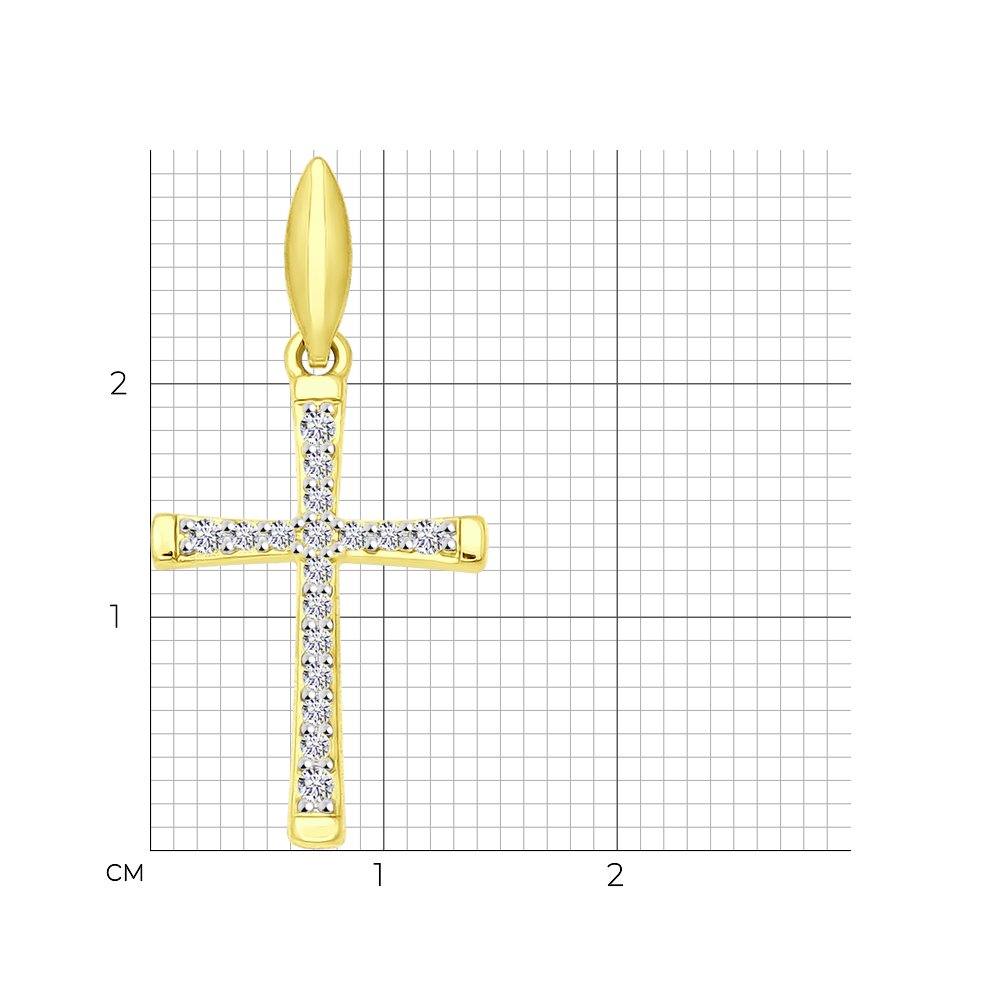 Pandantiv Cruce din Aur Galben 14K cu Zirconiu, articol 034856-2, previzualizare foto 2