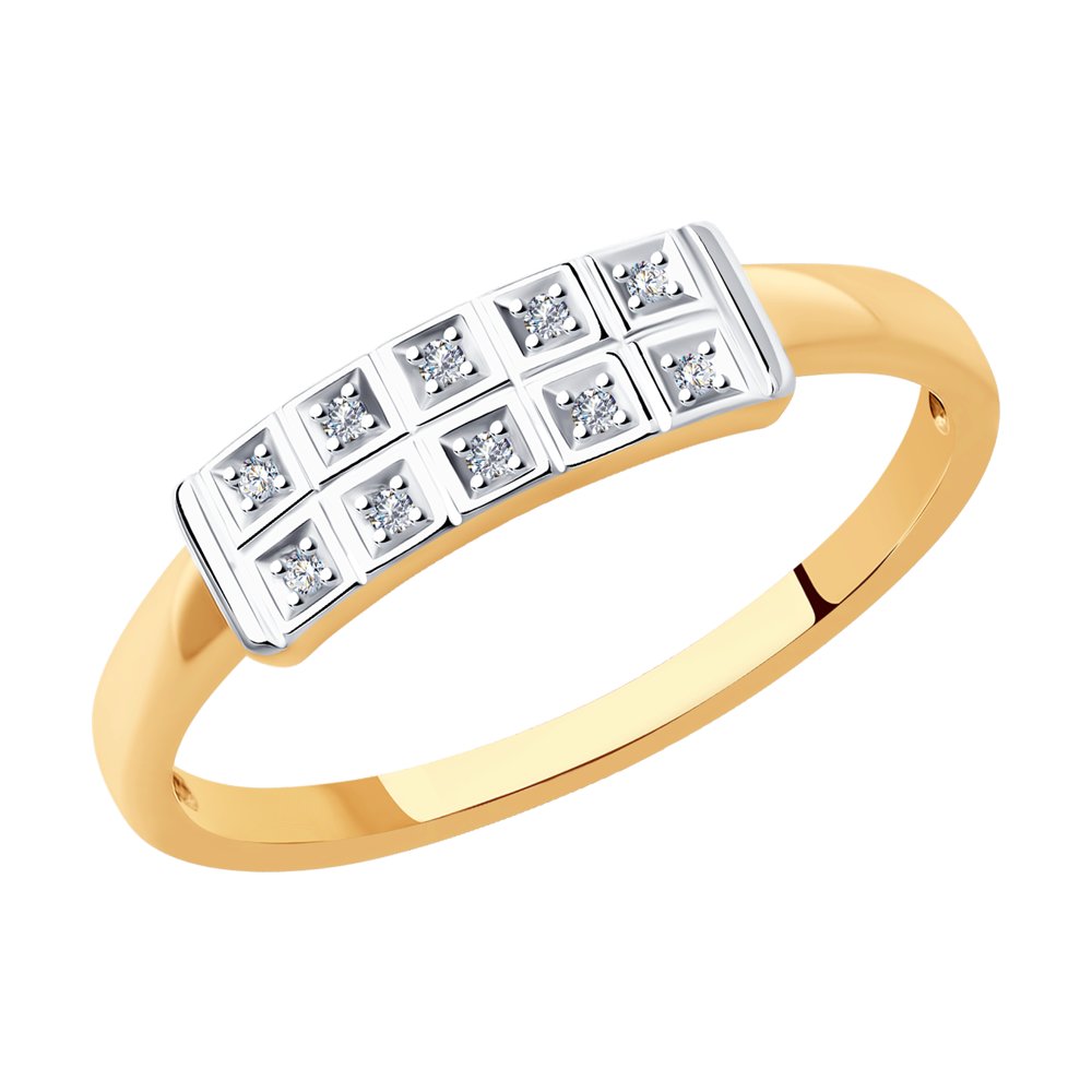 Inel din Aur Roz 14K cu Diamante, articol 1012105, previzualizare foto 1