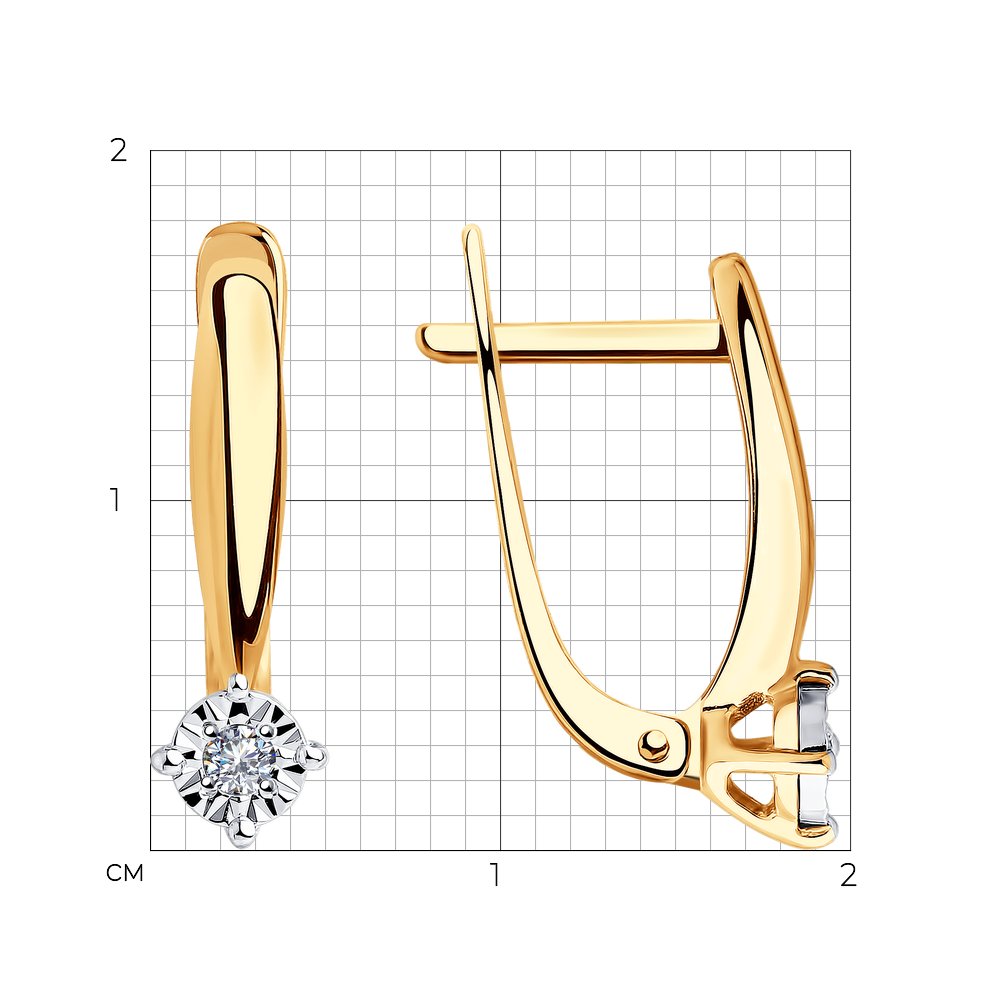 Cercei din Aur Roz 14K cu Diamante , articol 1021322, previzualizare foto 3