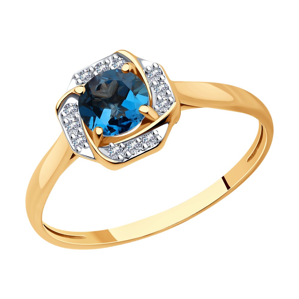 Inel din Aur Roz 14K cu Topaz si Zirconiu, articol 716795, previzualizare foto 1