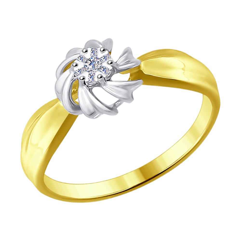 Inel din Aur Galben 14K cu Diamante, articol 1011518-2, previzualizare foto 1