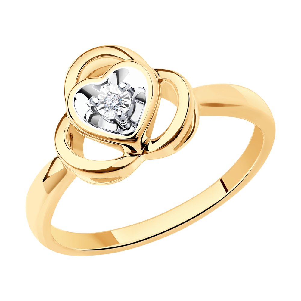 Inel din Aur Roz 14K cu Diamant, articol 1012176, previzualizare foto 1