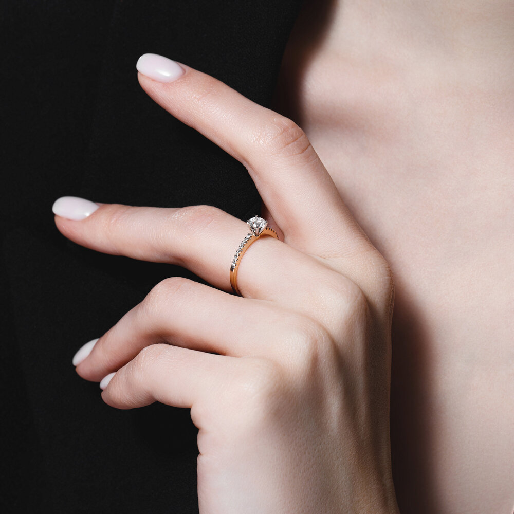 Inel din Aur Roz 14K cu Diamante, articol 9010069-36, previzualizare foto 4