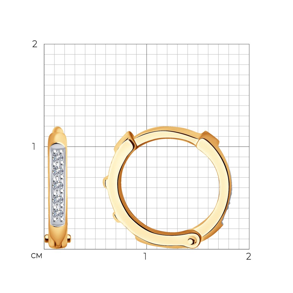 Cercei din Aur Roz 14K cu Diamante, articol 1021543, previzualizare foto 2