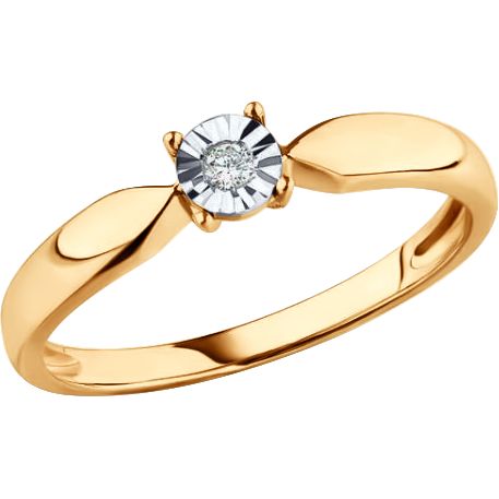 Inel din Aur Roz 14K cu Diamante, articol 1019002-7, previzualizare foto 1