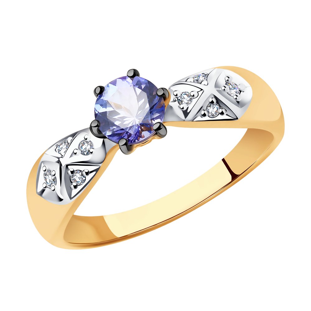 Inel din Aur Roz 14K cu Diamante si Tanzanit, articol 6014051, previzualizare foto 1