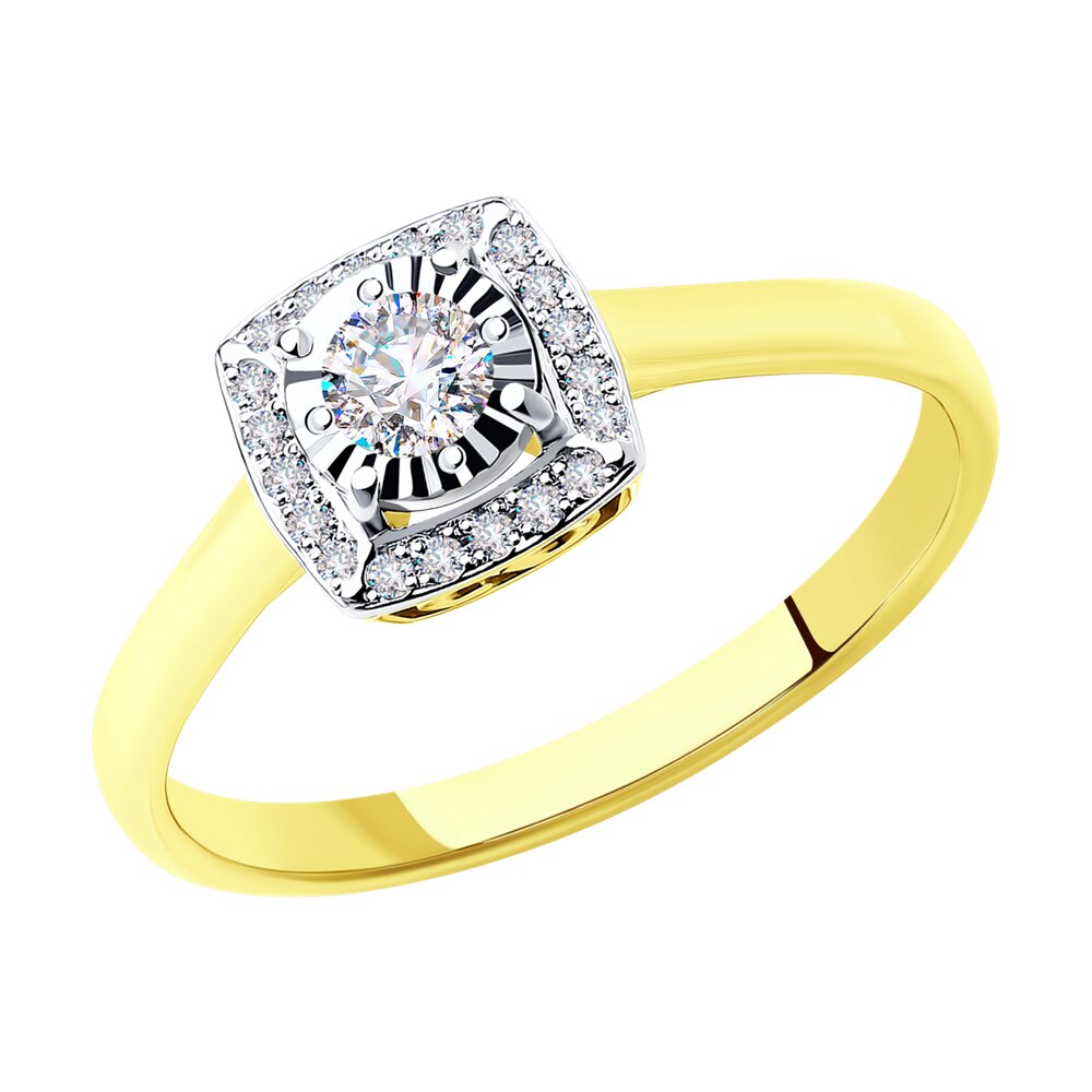 Inel din Aur Galben 14K cu Diamante, articol 1011111-2, previzualizare foto 1