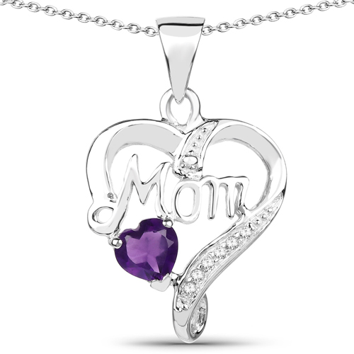 Pandantive din Argint cu Ametist 0.47 Carate si Topaz Incolor "Mama", articol QP3968AWT-SS18KW, previzualizare foto 1