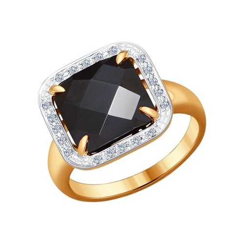 Inel din Aur Roz 14K cu Diamante si Ceramica, articol 6015041, foto 1