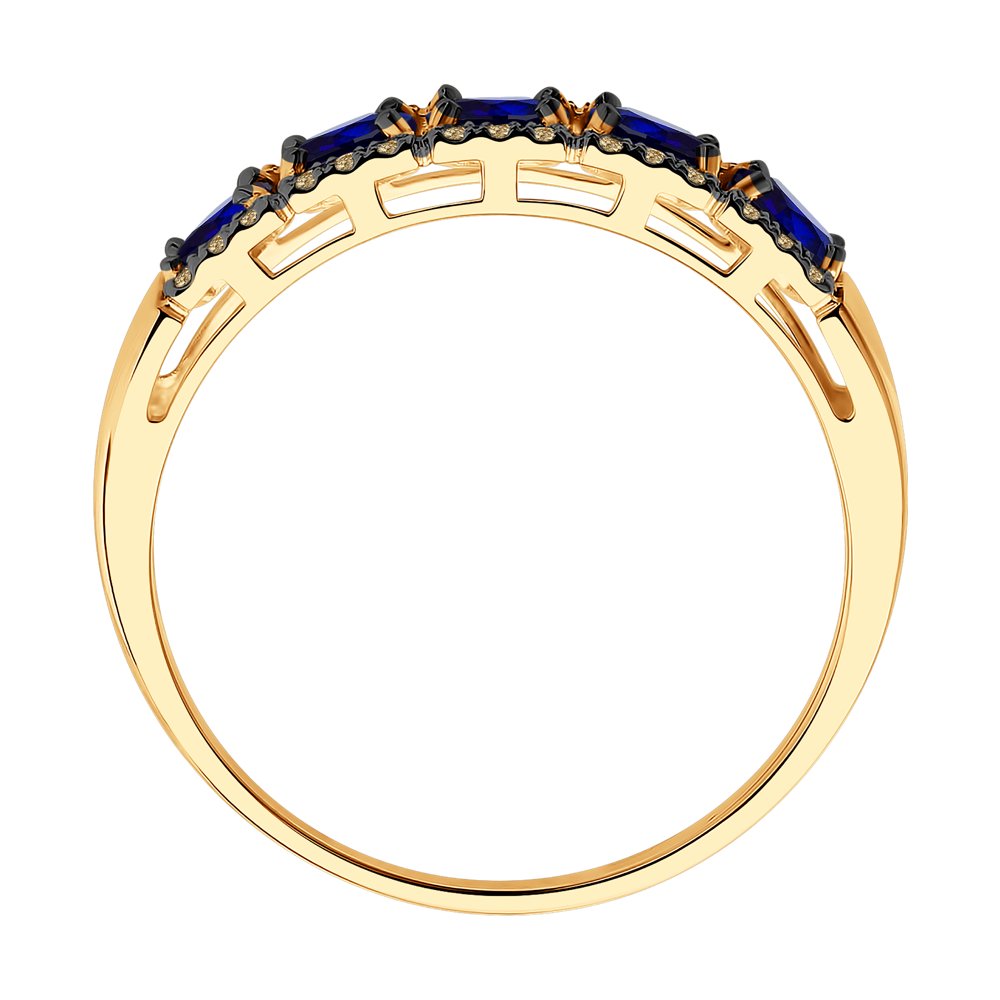 Inel din Aur Roz 14K cu Diamante si Safir, articol 2011066, previzualizare foto 2