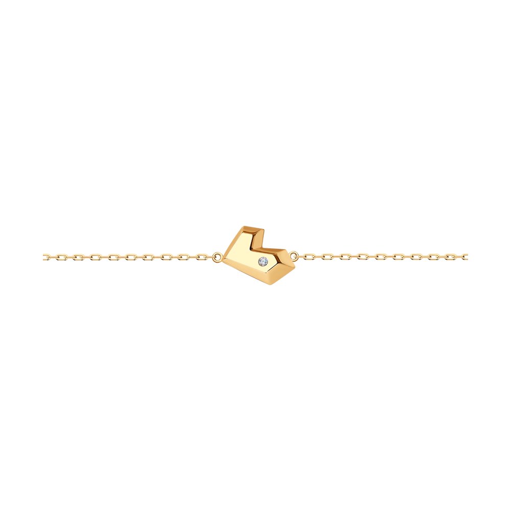 Bratara din Aur Roz 14K cu Zirconiu „Inima”, articol 051216, previzualizare foto 1