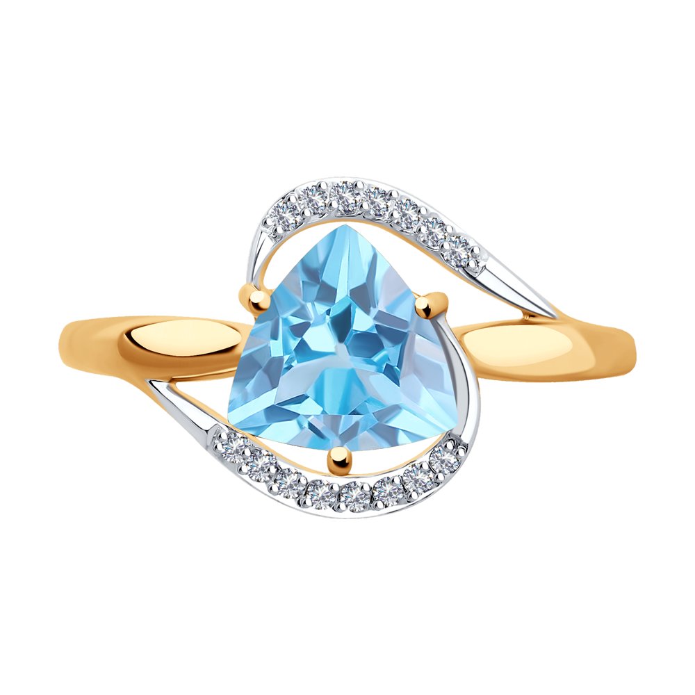 Inel din Aur Roz 14K cu Topaz si Zirconiu, articol 716030, previzualizare foto 2