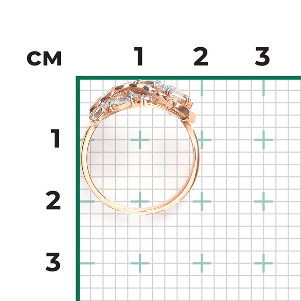 Inel Aur Roz 14K cu Topaz,Zirconiu, articol 01-5044-00-207-1110-46 №17 53, previzualizare foto 2