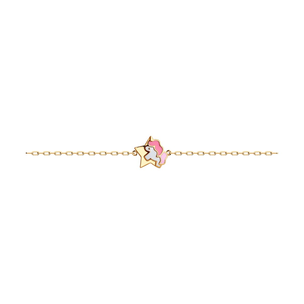 Bratara din Aur Roz 14K cu Email „My little Poney”, articol 051234, previzualizare foto 1