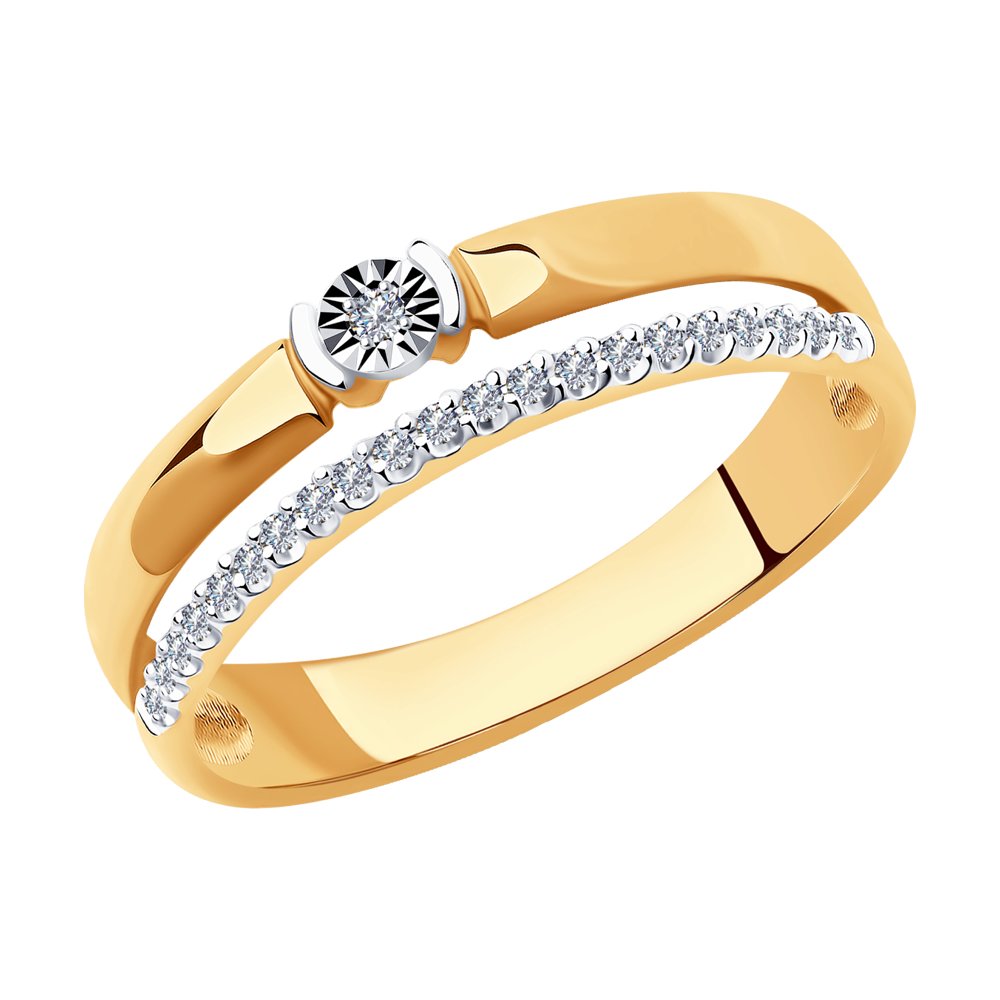 Inel din Aur Roz 14K cu Diamante, articol 1012013, previzualizare foto 1