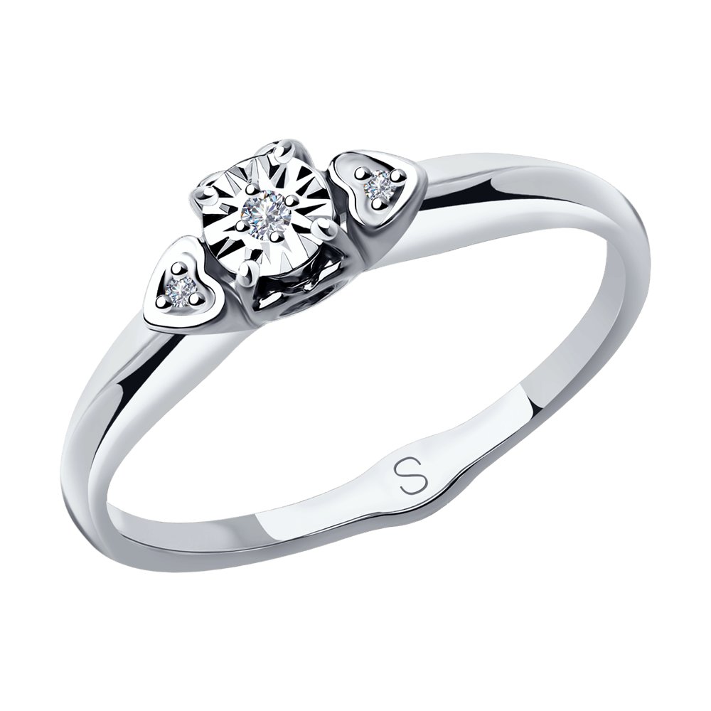 Inel de logodna din Aur Alb 14K cu Diamante, articol 1011833-3, previzualizare foto 1