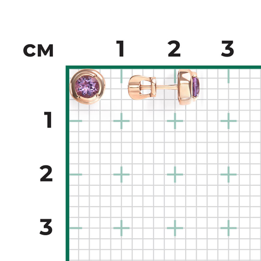 Cercei Aur Roz 14K cu Ametist, articol 02-5391-00-203-1110 №24 18, previzualizare foto 2