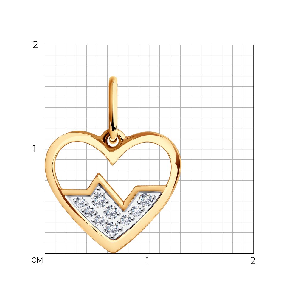 Pandantiv din Aur Roz 14K cu Zirconiu “Inima”, articol 036183, previzualizare foto 3