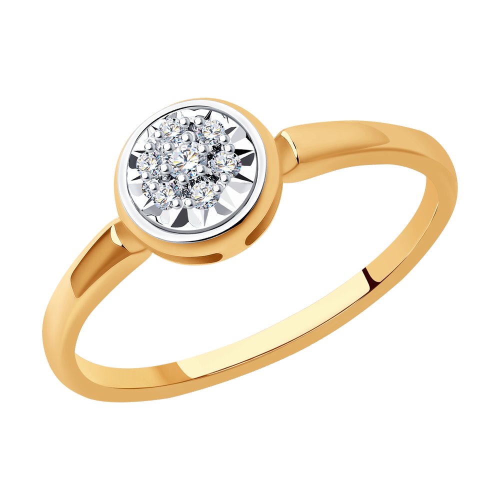 Inel din Aur Roz 14K cu Diamante, articol 1012185, previzualizare foto 1