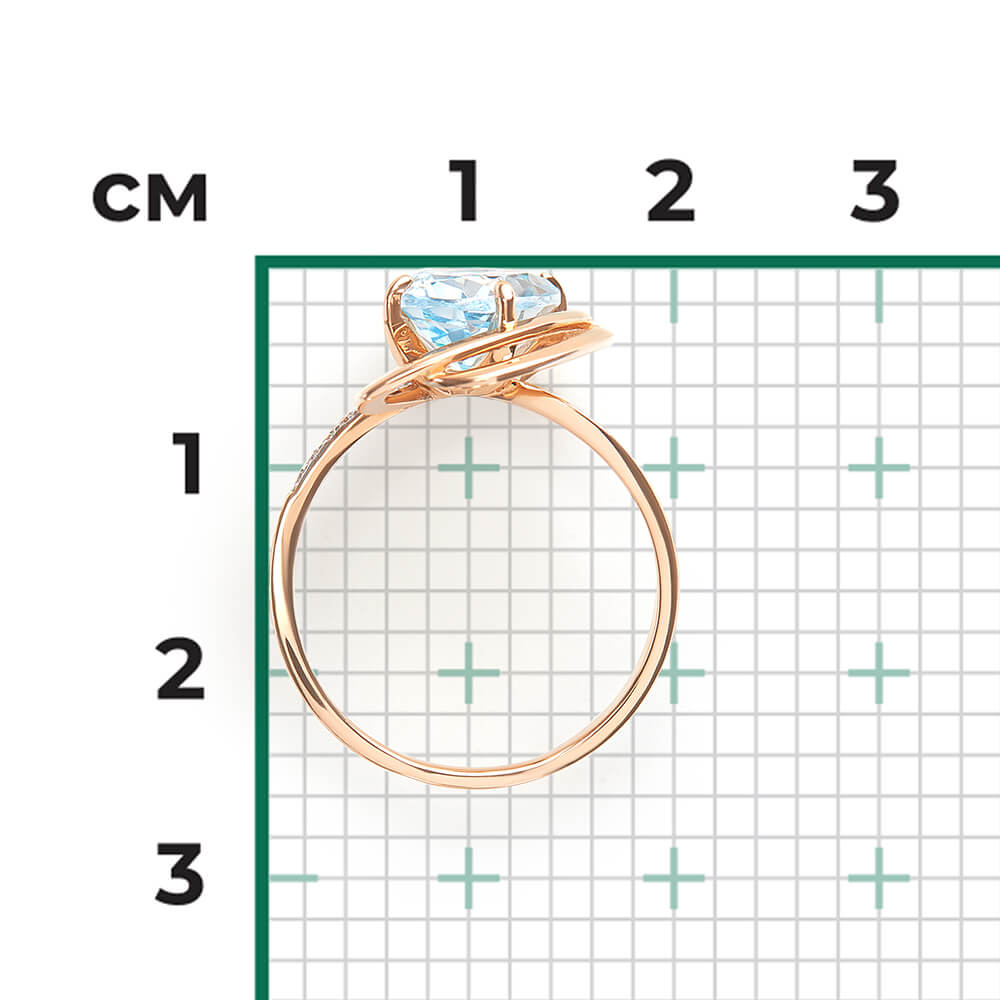 Inel Aur Roz 14K cu Topaz,Zirconiu, articol 01-4779-00-207-1110-46 №16 52, previzualizare foto 2