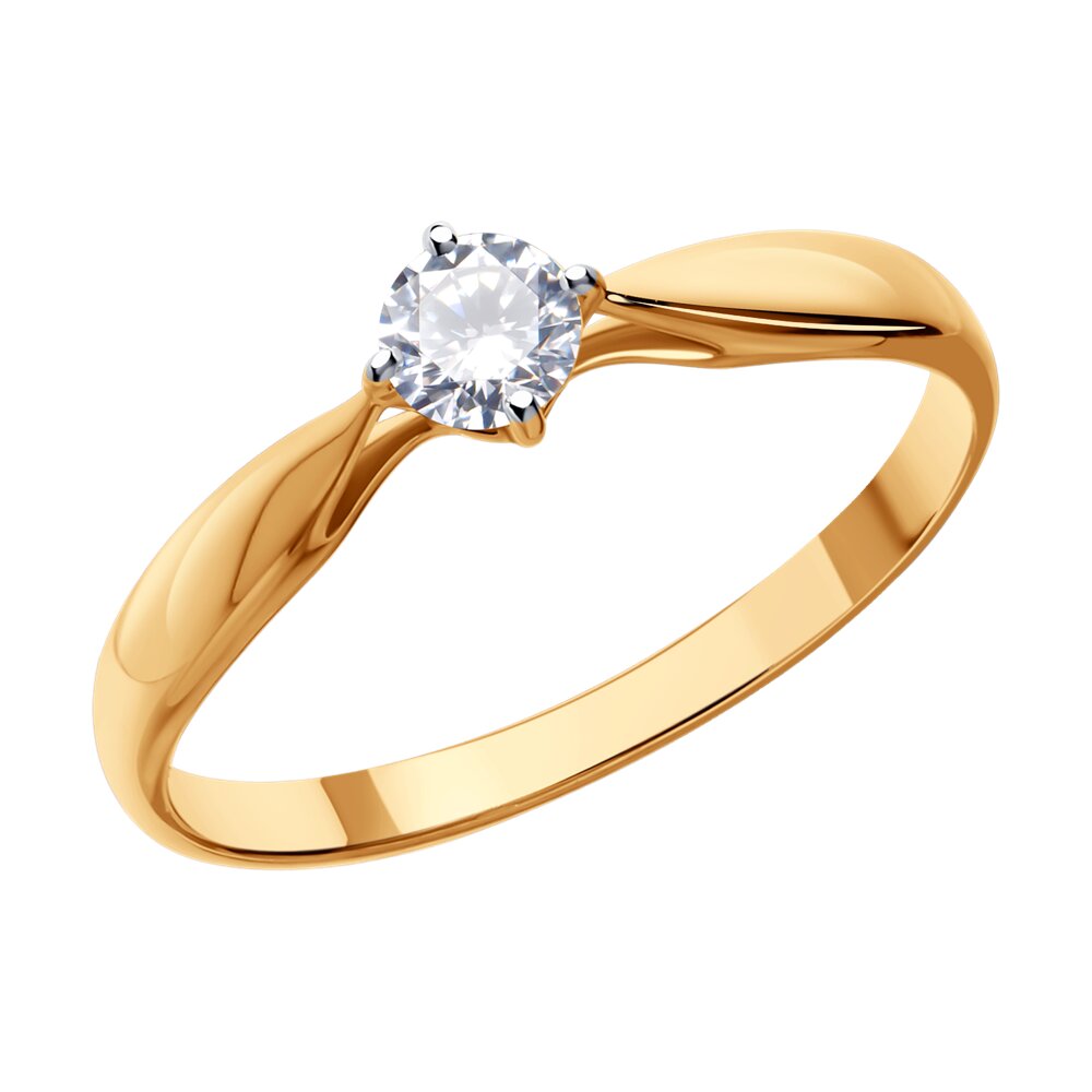 Inel din Aur Roz 14K cu Diamant, articol 1011500, previzualizare foto 1