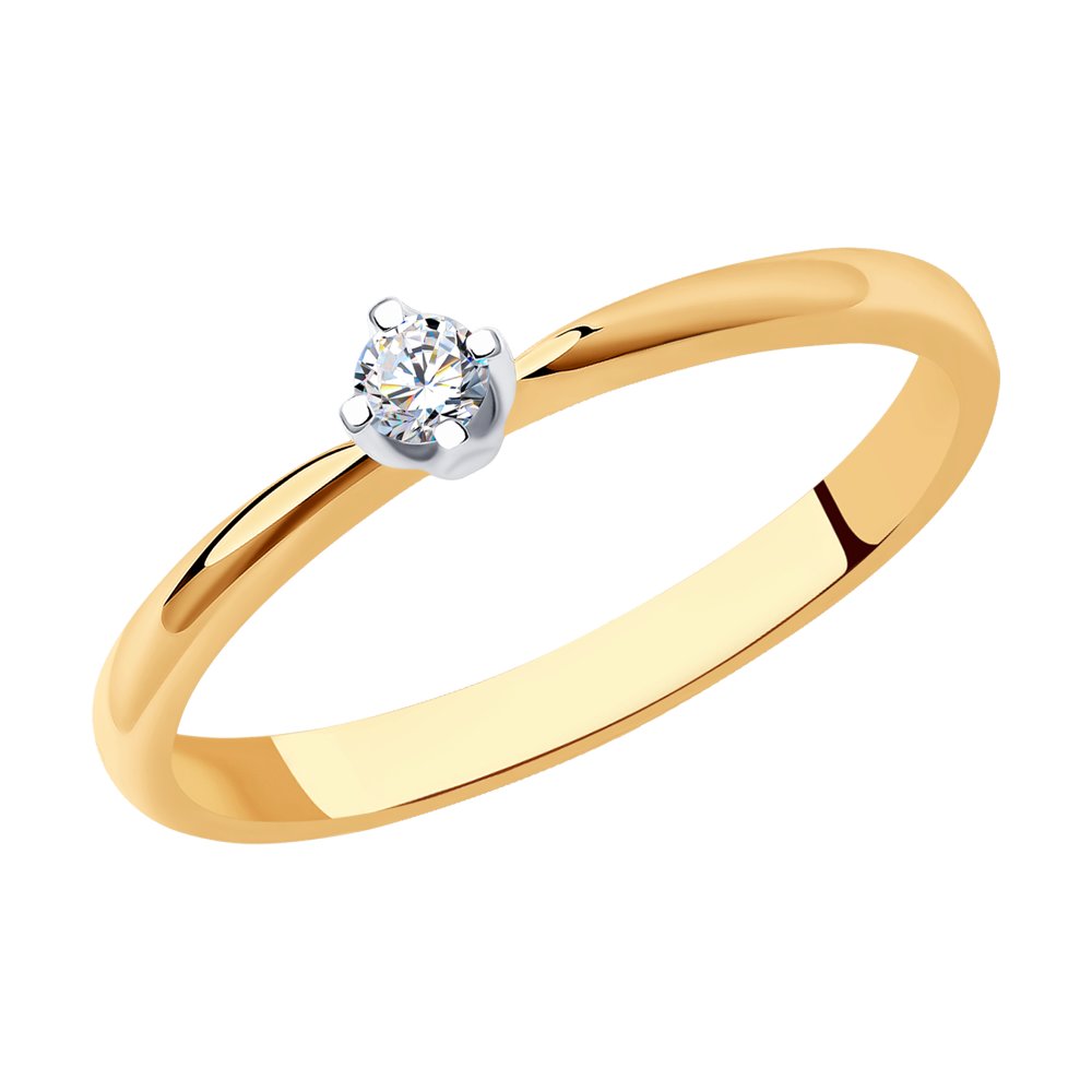 Inel din Aur Roz 14K cu Diamant, articol 1012153, previzualizare foto 1