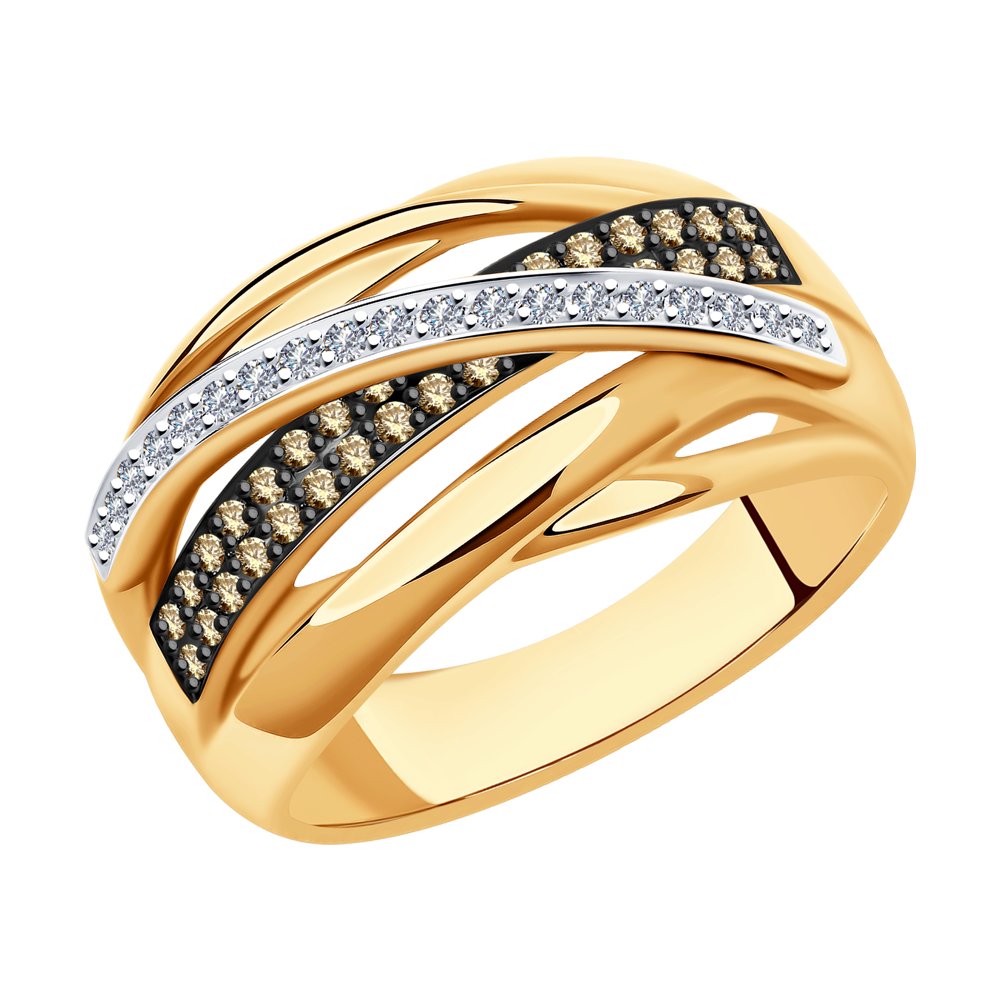 Inel din Aur Roz 14K cu Diamante, articol 1012040, previzualizare foto 1