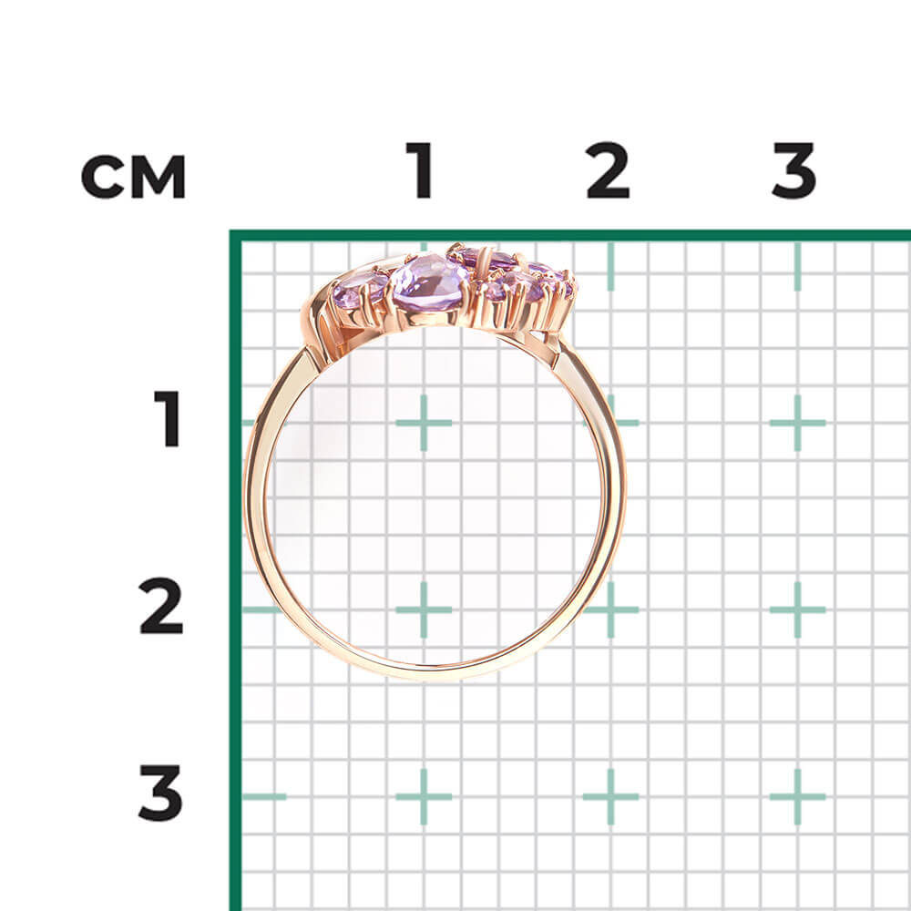 Inel Aur Roz 14K cu Ametist, articol 01-5828-00-203-1110 №24 23, previzualizare foto 2