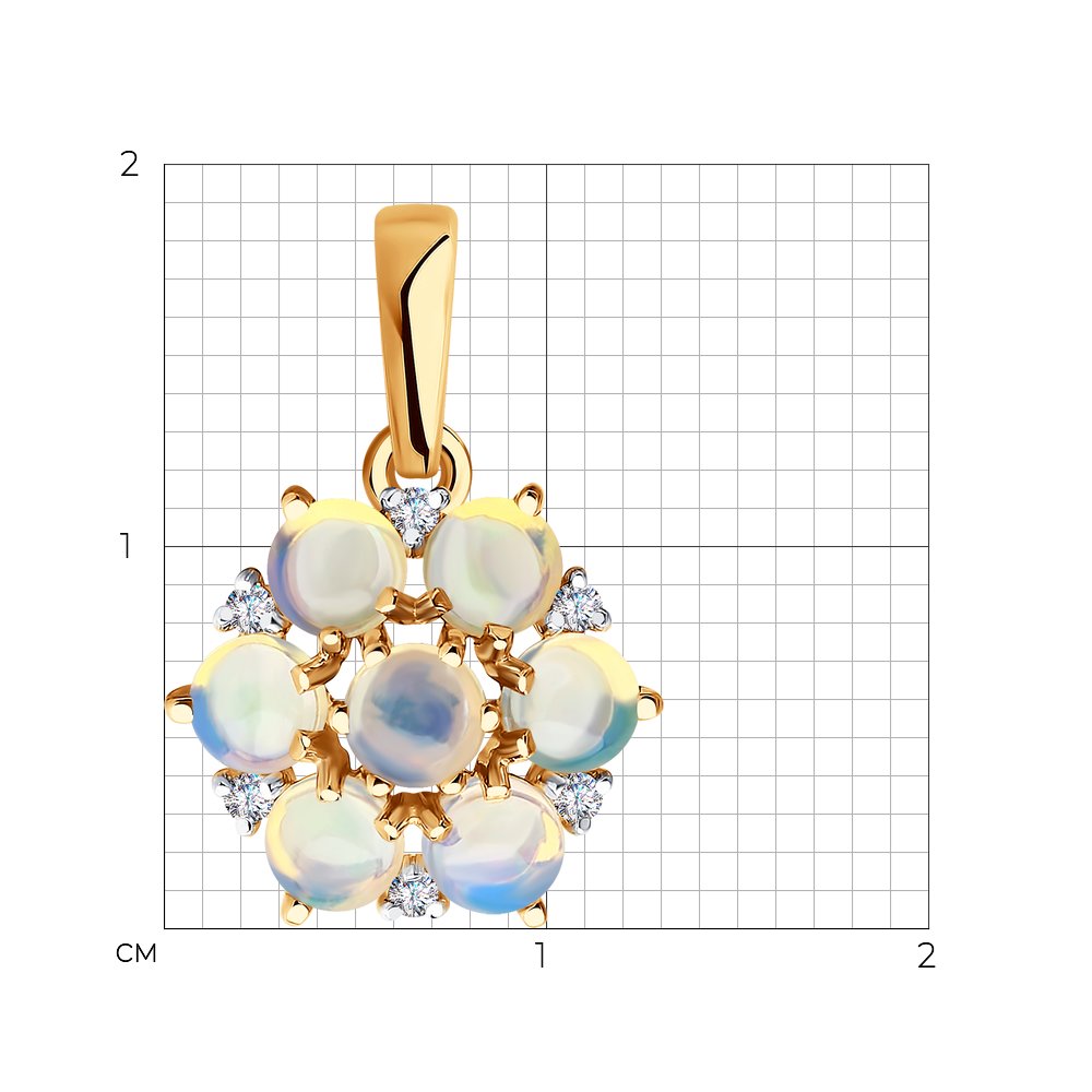Pandantiv din Aur Roz 14K si Diamante si Opal, articol 6034097, previzualizare foto 3