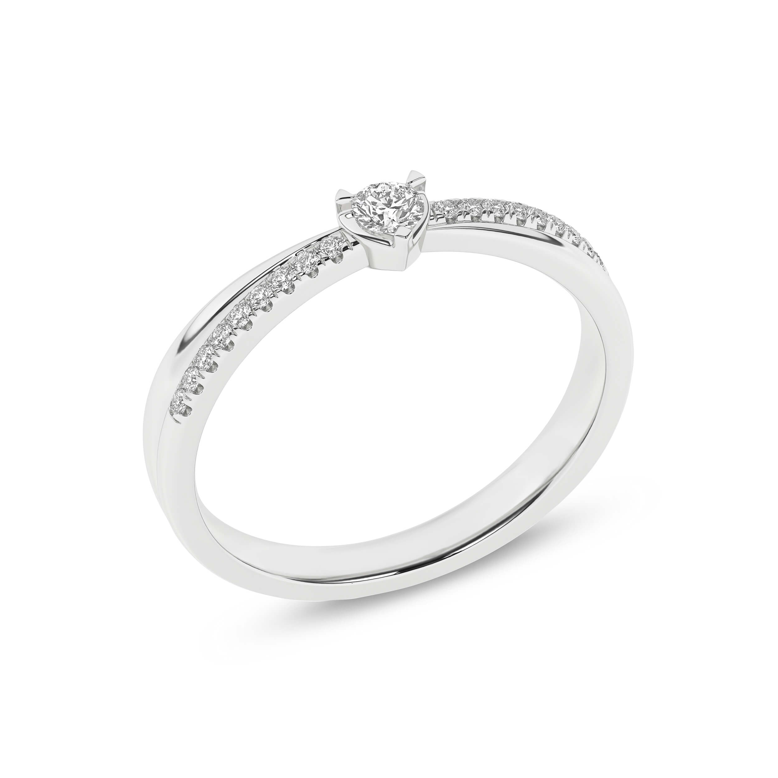 Inel de logodna din Aur Alb 14K cu Diamante 0.19Ct, articol RA4649, previzualizare foto 4