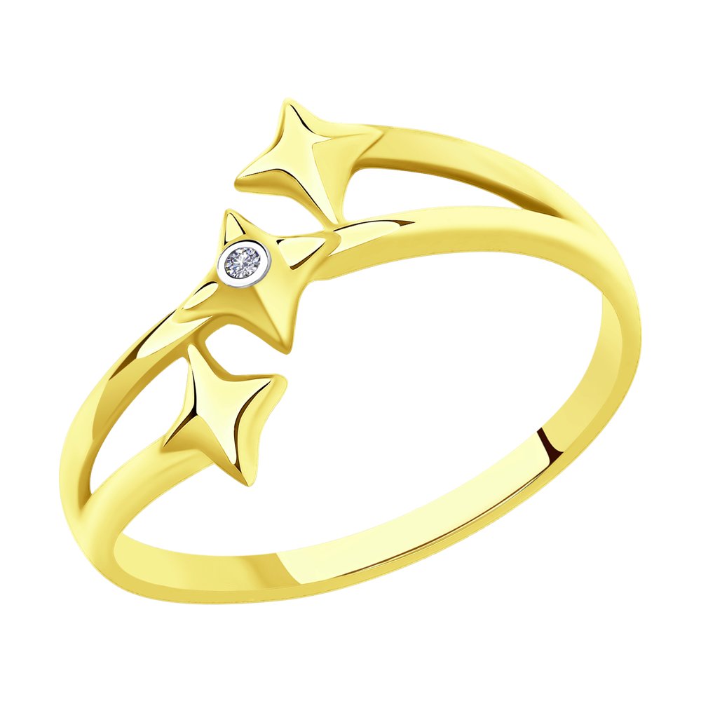 Inel din Aur Galben 14K cu Diamant Swarovski, articol 1012020-5, previzualizare foto 1