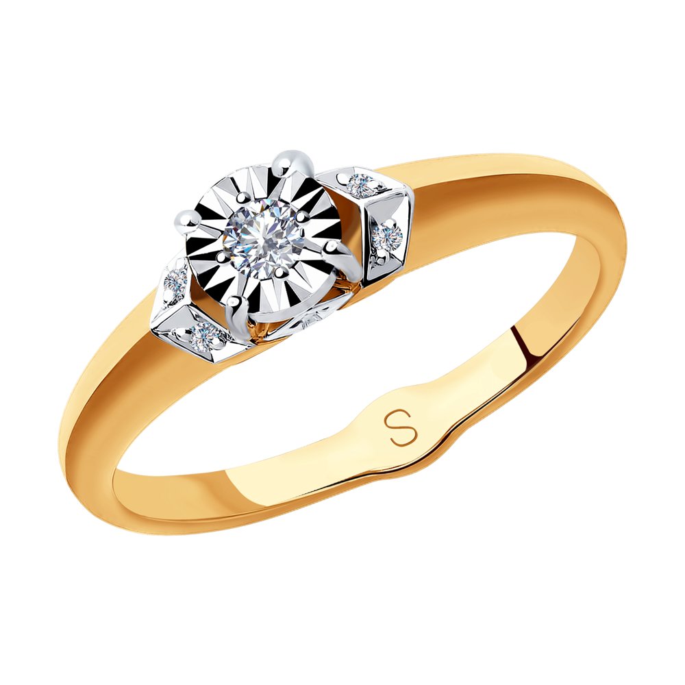 Inel din Aur Roz 14K cu Diamante, articol 1011835, previzualizare foto 1