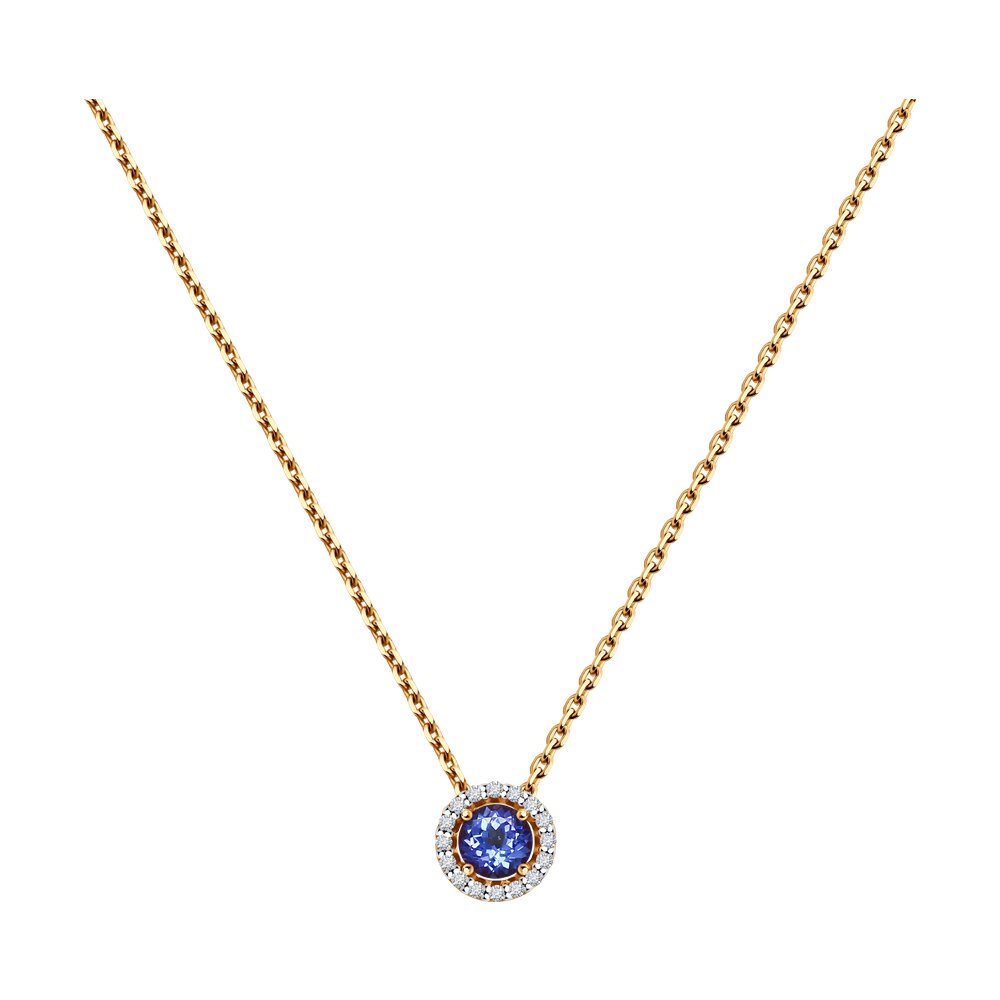 Colier din Aur Roz 14K cu Tanzanit si Diamante , articol 6074001, previzualizare foto 1