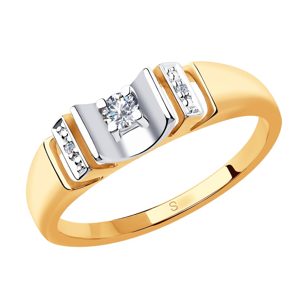 Inel din Aur Roz 14K cu Diamante, articol 1011838, previzualizare foto 1